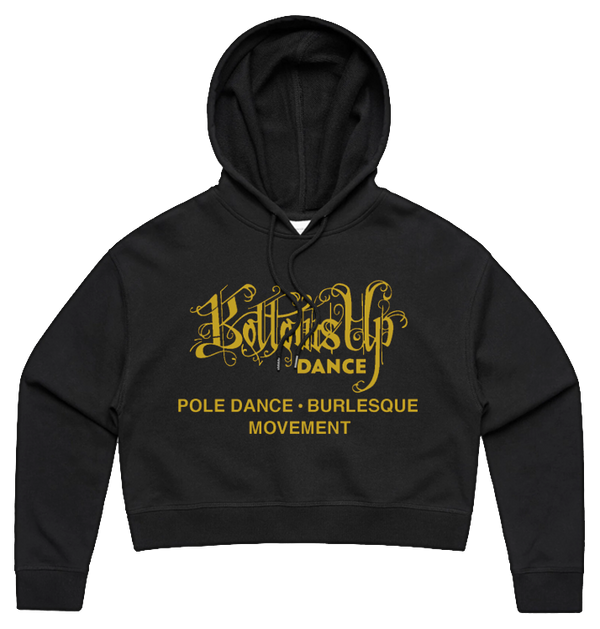 BOTTOMS UP - 'Gold Front Logo' Hooded Long Sleeved Crop