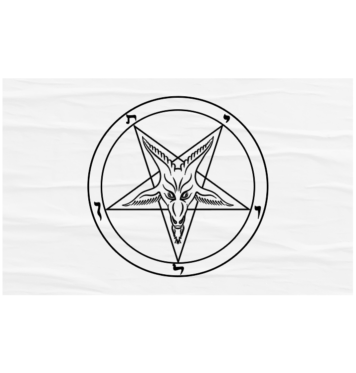 BAG OV BONES - 'Baphomet Pentagram' Flag (White)
