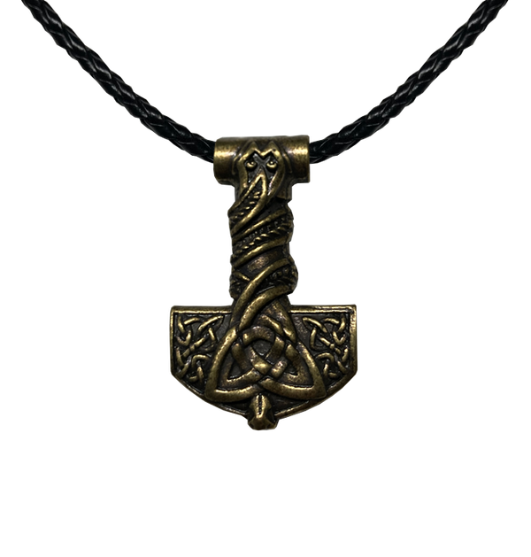 BAG OV BONES - 'Asgard, Midgard, Utgard' Metal Pendant With Leather Cord (Brass)