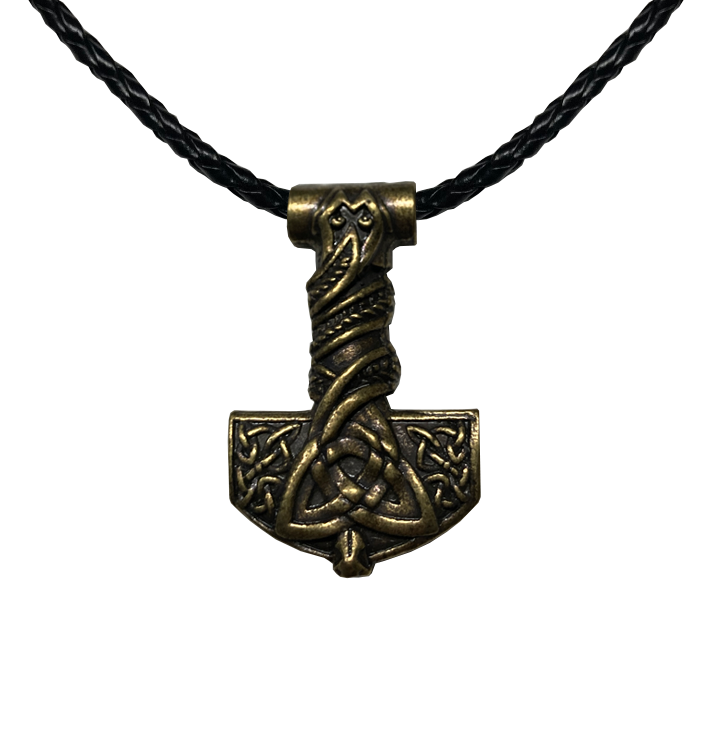 BAG OV BONES - 'Asgard, Midgard, Utgard' Metal Pendant With Leather Cord (Brass)