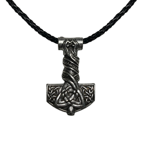 BAG OV BONES - 'Asgard, Midgard, Utgard' Metal Pendant With Leather Cord (Silver)