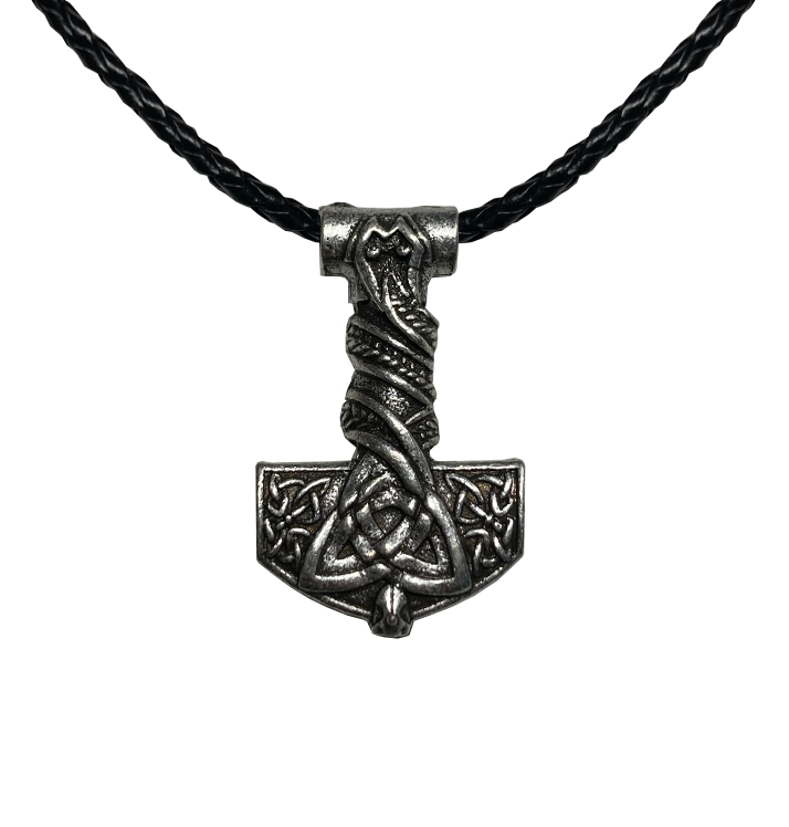 BAG OV BONES - 'Asgard, Midgard, Utgard' Metal Pendant With Leather Cord (Silver)