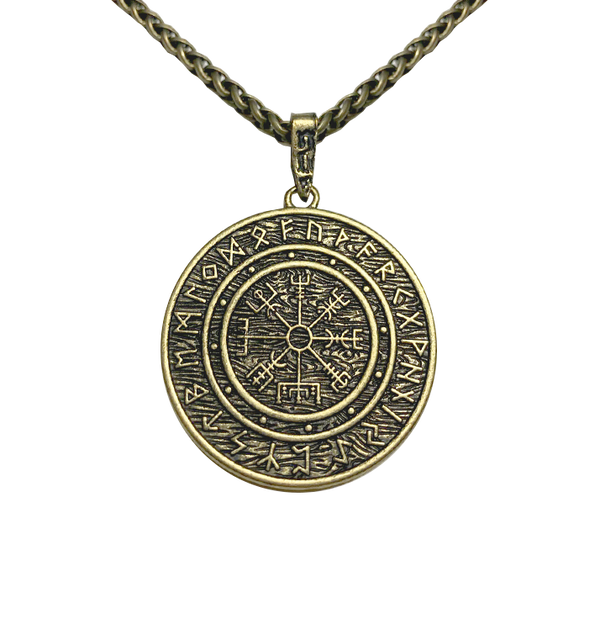 BAG OV BONES - 'Compass' Metal Pendant With Chain (Brass)