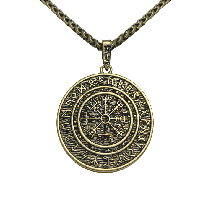 BAG OV BONES - 'Compass' Metal Pendant With Chain (Brass)