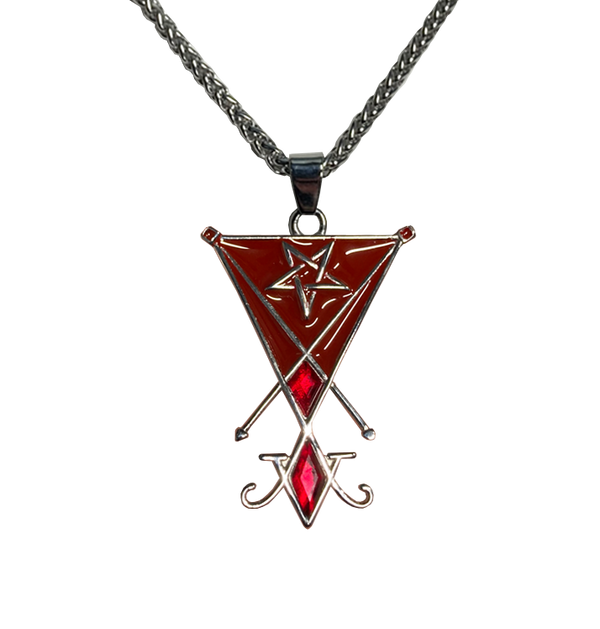 BAG OV BONES - 'Morningstar Red Sheild' Metal Pendant with Chain