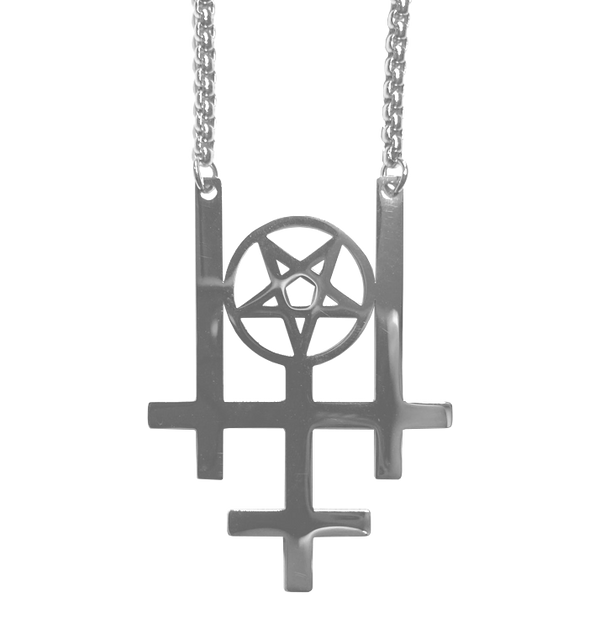 BAG OV BONES - 'Thrice Inverted' Metal Pendant With Chain (Silver)
