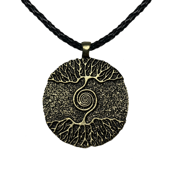 BAG OV BONES - 'Yggdrasil' Metal Pendant With Leather Cord (Brass)