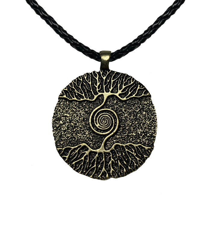 BAG OV BONES - 'Yggdrasil' Metal Pendant With Leather Cord (Brass)