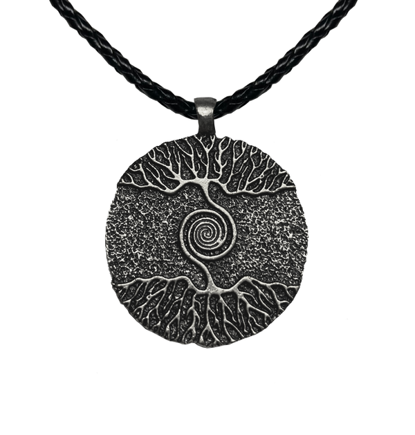 BAG OV BONES - 'Yggdrasil' Metal Pendant With Leather Cord (Silver)