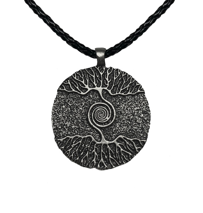 BAG OV BONES - 'Yggdrasil' Metal Pendant With Leather Cord (Silver)