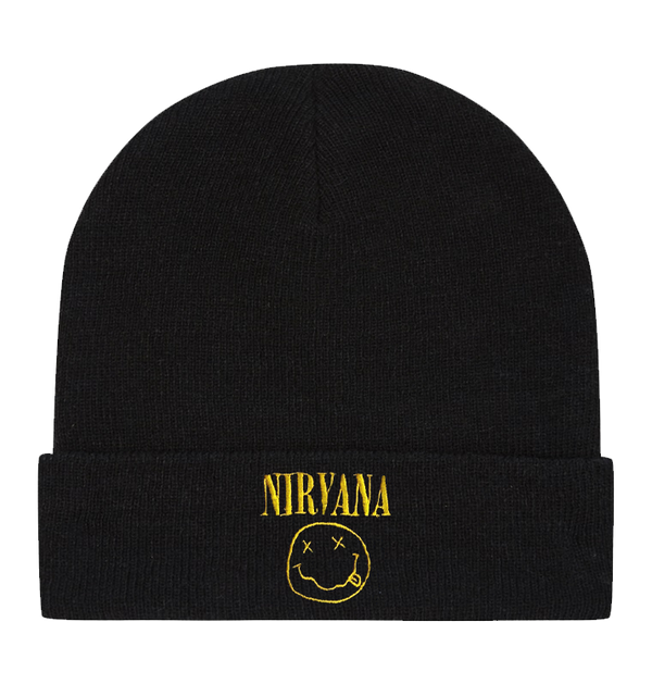 NIRVANA - 'Smiley Logo' Roll Up Beanie