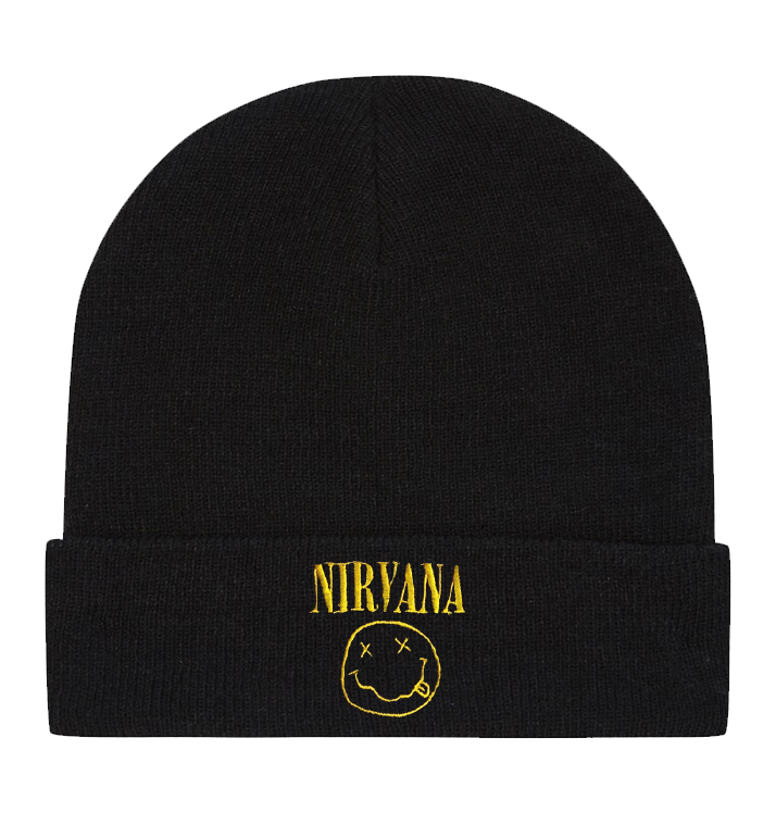 NIRVANA - 'Smiley Logo' Roll Up Beanie