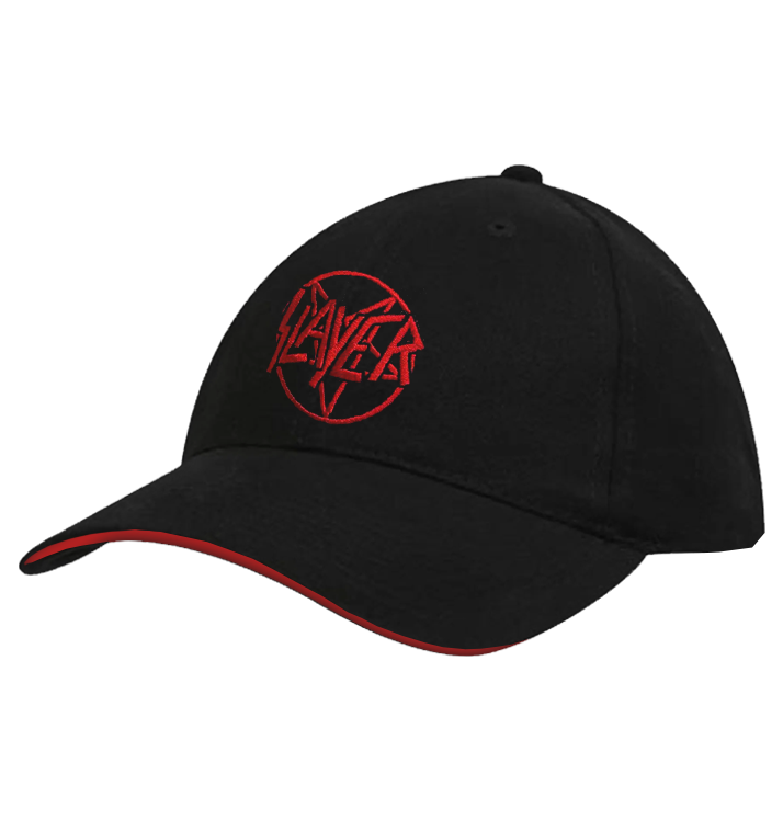 SLAYER - 'Pentagram Logo' Baseball Hat (Red Lining)