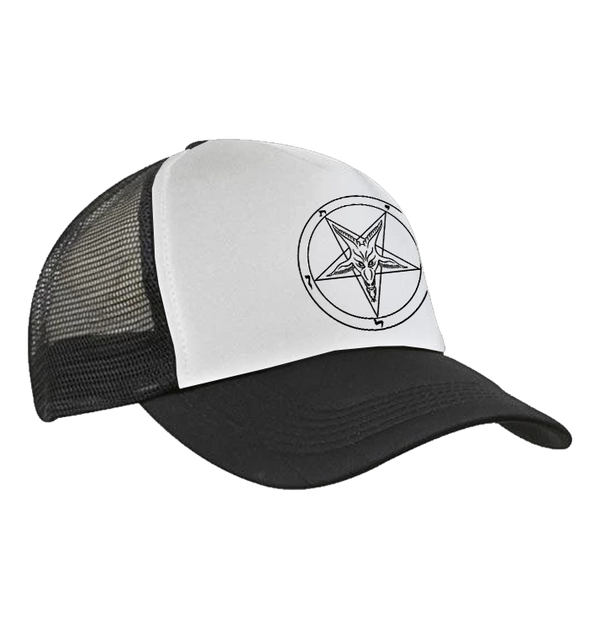 BAG OV BONES - 'Baphomet Pentagram' Trucker Cap (White)