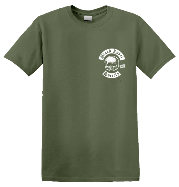 BLACK LABEL SOCIETY - 'Skull Logo Pocket (Olive)' T-Shirt