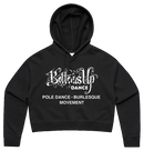 BOTTOMS UP - 'White Front Logo' Hooded Long Sleeved Crop