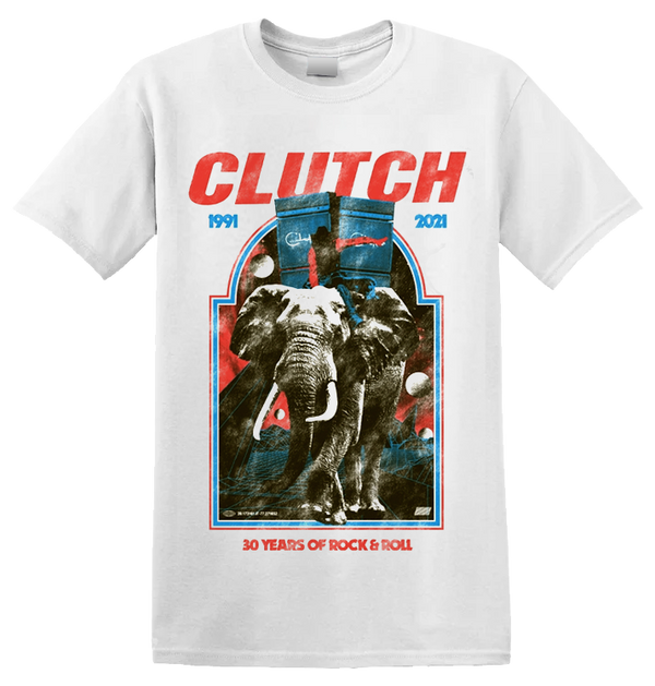CLUTCH - 'Elephant ' T-Shirt (White)
