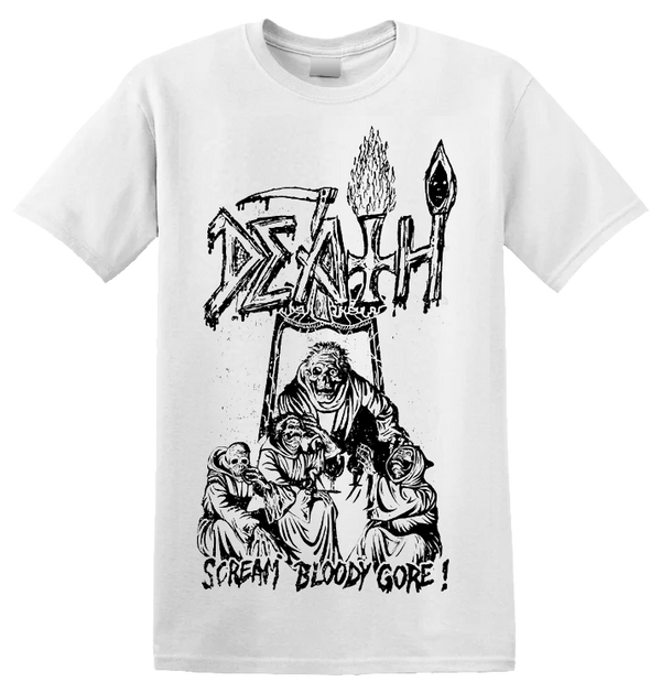 DEATH - 'Scream Bloody Gore' Line Art T-Shirt (White)