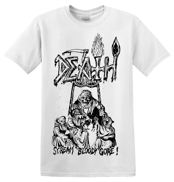 DEATH - 'Scream Bloody Gore' Line Art T-Shirt (White)