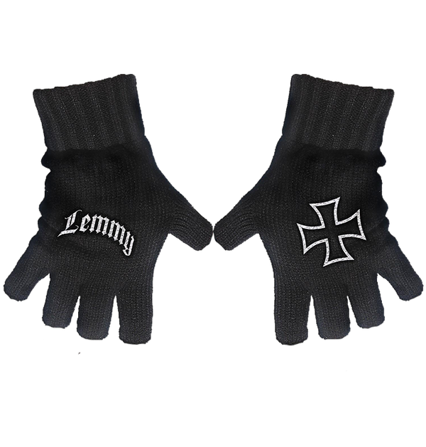 LEMMY - 'Logo & Iron Cross' Fingerless Gloves